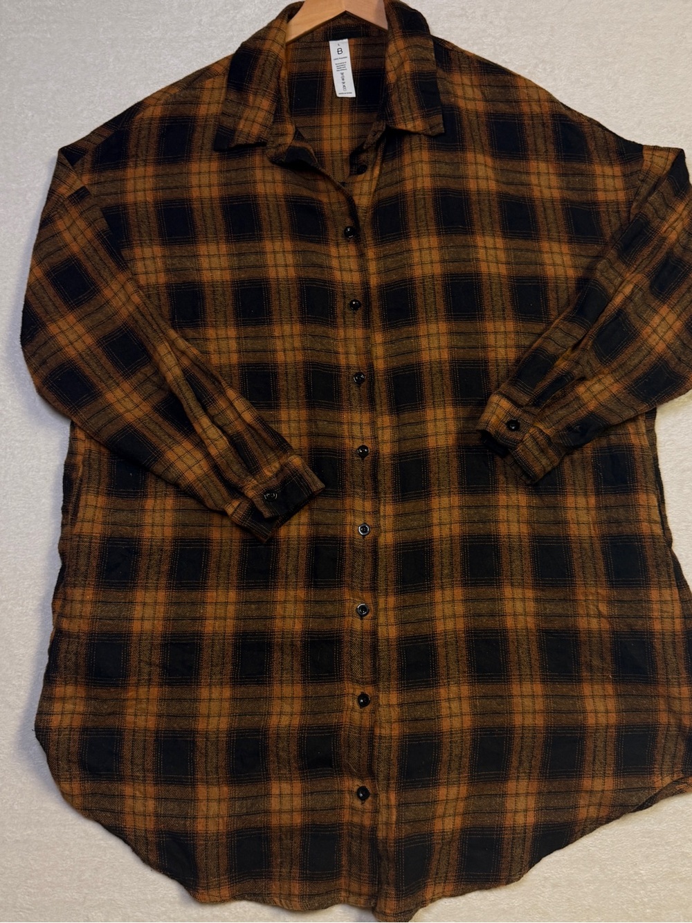 Blooming Jelly Plaid Button-Down Shirt Dress in Black and Brown